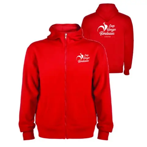 Veste zippée capuche rouge