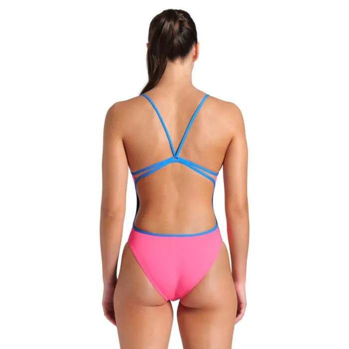 ARENA femme Team Solid Lace Back - Shocking Pink-Blue River – Image 2