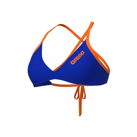 Arena Team Swim Top Tie Back - Neon blue-Team Orange