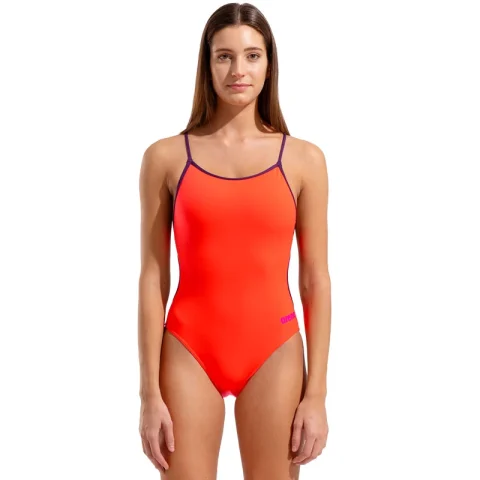 ARENA femme Team Solid Lace Back - Bright Coral Plum