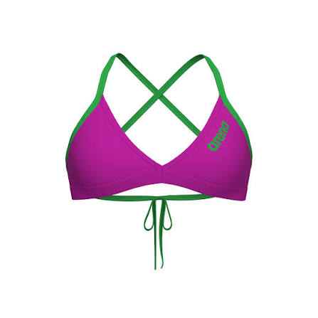 Arena Team Swim Top Tie Back - Very fuchsia-Team green